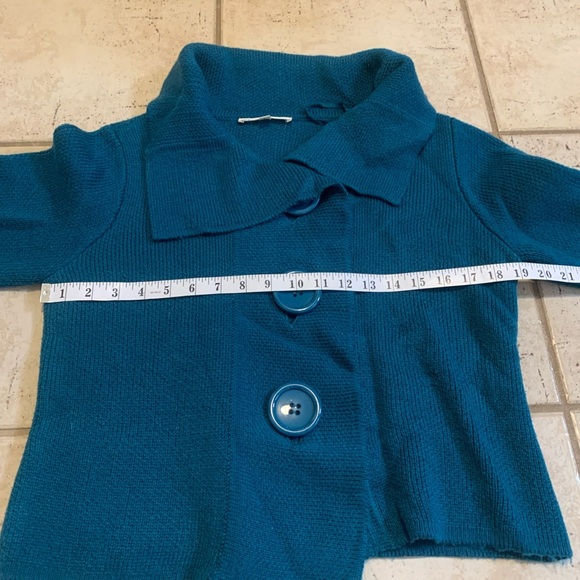 Cleo Teal Cropped Sweater / Cardigan - Size Small - Picture 3 of 5